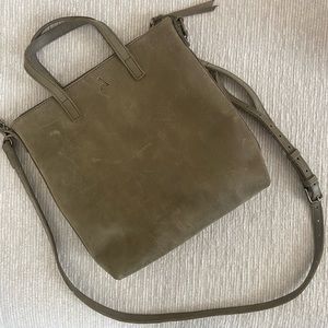 Leather army green ABLE cross body purse